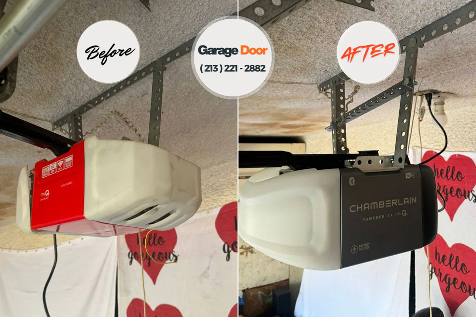 Before and after: garage door repair Wathena, KS